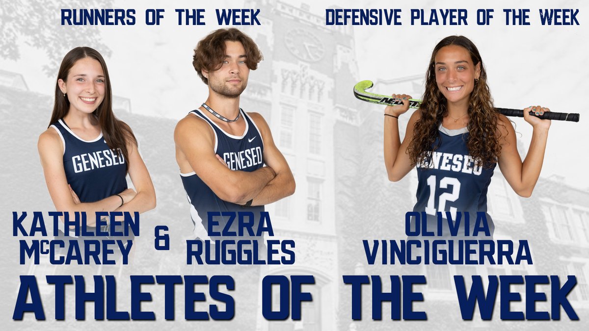 Three Knights earn PrestoSports Athlete of the Week honors as <a href="/SUNYGBelieve/">GeneseoXCTF</a> sweeps the conference awards again this week and <a href="/GeneseoFH/">Geneseo Field Hockey</a> junior Olivia Vinciguerra is honored as well...
geneseo.prestosports.com/general/2021-2…
#OneKnight #d3xc #d3fh
