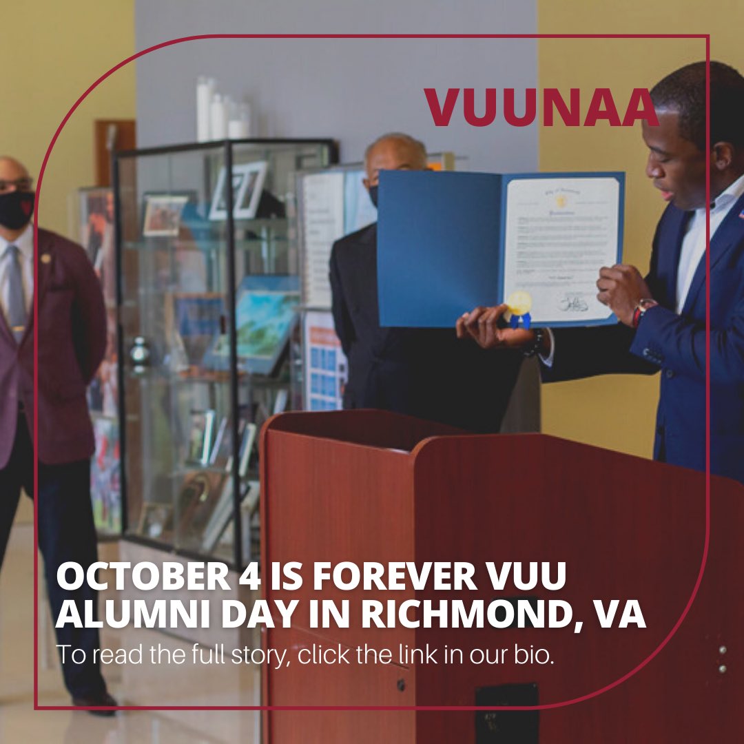 VUUNAA Inc. (@vuunaainc) on Twitter photo Alumni, today will always be VUU Alumni Day in #RVA!  Learn the back story in how it came to be in this reflections piece by <a href="/MariaJamesPR/">Maria D. James, MS</a>.        
bit.ly/3D7QfH5 #vuu #vuunaa #thinkhbcu #hbcu #hbcuhomecoming Alumni, today will always be VUU Alumni Day in #RVA!  Learn the back story in how it came to be in this reflections piece by <a href="/MariaJamesPR/">Maria D. James, MS</a>.        
bit.ly/3D7QfH5 #vuu #vuunaa #thinkhbcu #hbcu #hbcuhomecoming