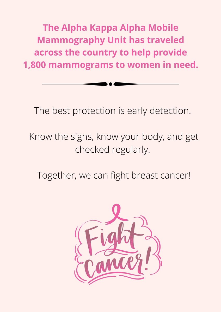 AKA Breast Cancer Awareness Impact Day💗 Today, we will be highlighting important facts about how Breast Cancer impacts women everywhere. Remember: self-examinations and mammograms can help us beat breast cancer 💕  #akagreatlakes #aka1908