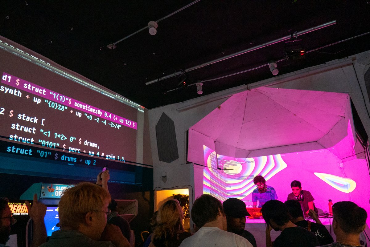 Join us on Friday (Oct 8th) for our Algorave "Computer Pop!" in Brooklyn at <a href="/wondervillenyc/">Wonderville 🕹</a>! Links to tickets and livestream below. Hope to see you there 💻🎶🎉

Photos from our august show (shot by moro.kana and <a href="/dqgorelick/">Dan Gorelick</a>)