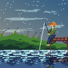 ApologueGame's tweet photo. Even heroes need to take a break sometimes. #Apologue #pixelart #gamedev #unity #indiegame #fishing #japan #samurai #indiedev #mythology https://t.co/6hBBlebciE