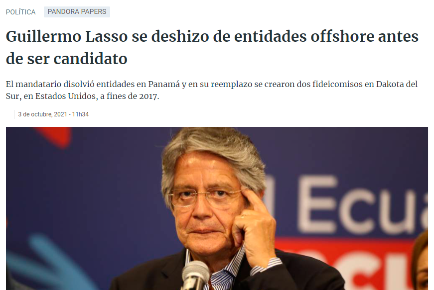 EcLaraiz's tweet photo. Ecuador 🇪🇨 | El encuadre mediático de los medios al caso #PandoraPapers:
1. En el contexto internacional, los medios que participaron de la investigación @ICIJorg
2. Los principales medios de comunicación en Ecuador
¿Diferencias?
Evidencias vs. aclaraciones y réplicas

Hilo 💸🔍 https://t.co/JT0KyLQGVa