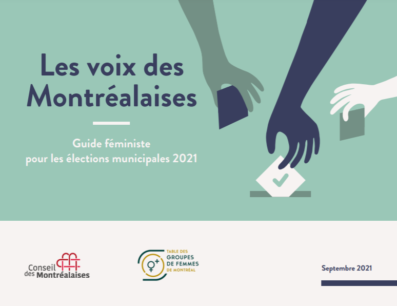 ℹ️🗳️♀️ RESSOURCE | Guide féministe pour les élections municipales 2021

Un guide pour mobiliser les femmes et faciliter leur participation aux élections municipales du 6 et 7 novembre prochain 

Via <a href="/C_Montrealaises/">ConseilMontréalaises</a> et <a href="/TablefemmesMtl/">Table femmes Mtl</a>
 
tgfm.org/files/Publicat…
