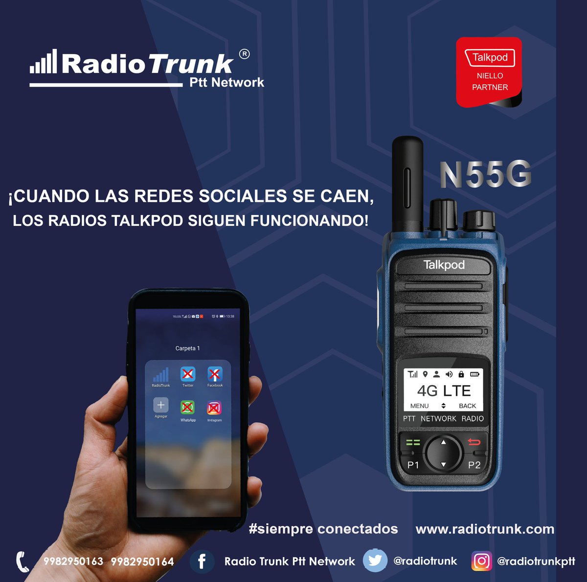 radiotrunk's tweet photo. Si usas redes sociales para comunicarte con tu equipo de trabajo  y
#WhatsApp y #facebook te quedaron mal!
 Cambia y usa una plataforma profesional con #PTT instantáneo #Radio4G https://t.co/1hIwuar919