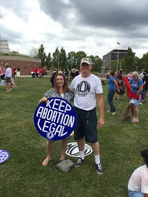 NOWIOWA's tweet photo. My super-duper friend Carol  (and me) at the Quad Cities Women's rally for abortion access. The event was October 2nd in Rock Island IL https://t.co/xs3zsepUfl