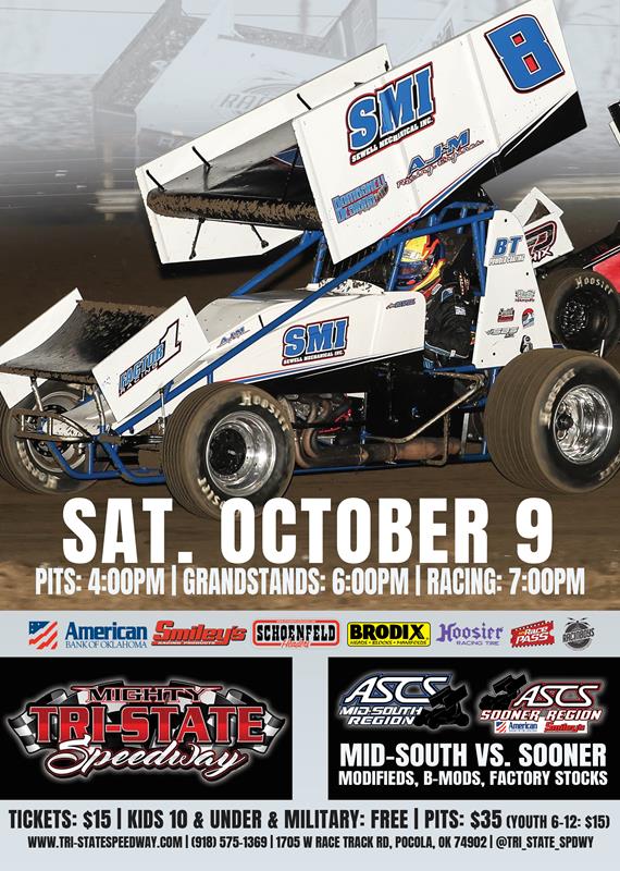 REGIONAL NEWS >> ASCS Sooner and Mid-South Headlining Tri-State Speedway On Saturday ascsracing.com/news/?i=97417