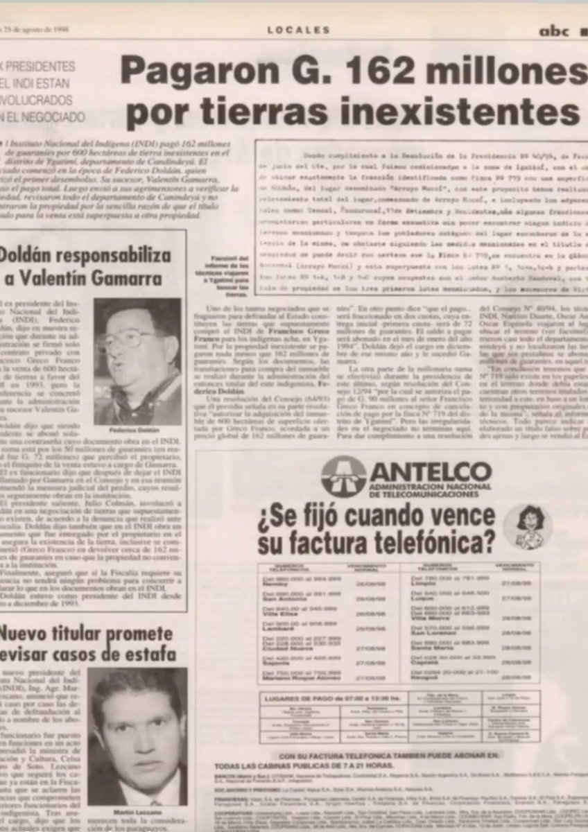 RoseRomero91's tweet photo. Y siguen con su cuento de tierras ancestrales LPM ! 
No se Por cuántos millones y millones $$$$ compraron papeles en el INDI. 
Y siguen haciéndose de los ciegos ! 
Esto no es noticia de ahora siglo XXI , es del 98 ! Cuando ya se había denunciado estás irregularidades. https://t.co/KGD11CJJfY