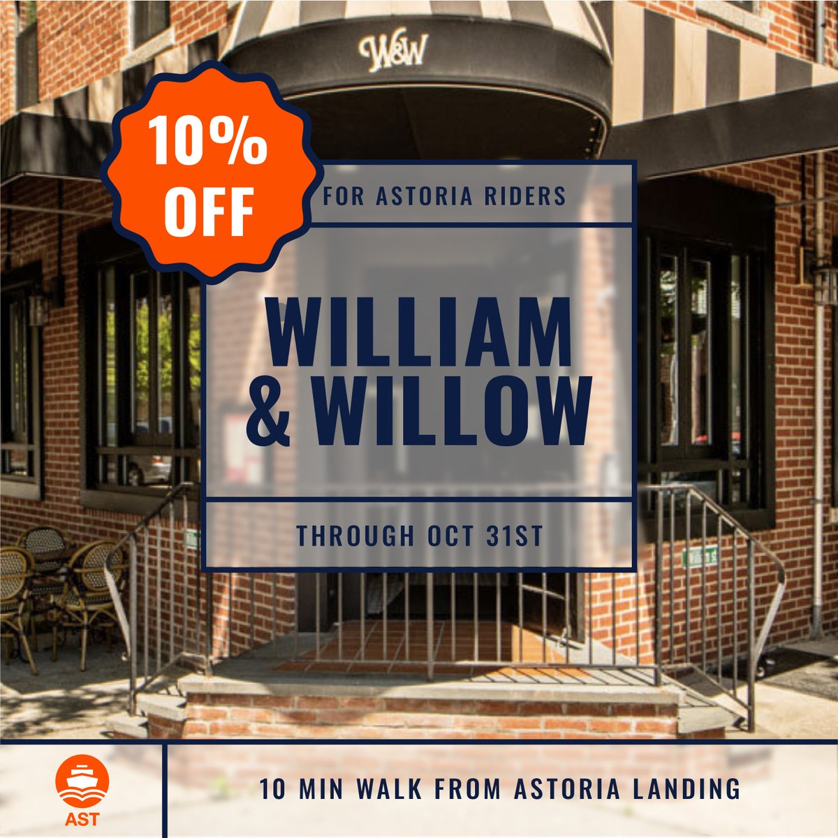 NYCferry's tweet photo. William & Willow prides itself on providing delicious food & drinks in a comfortable and thoughtful environment.
They are offering #NYCFerry riders 10% off their bill through the end of October!
Learn more: https://t.co/doOGtHg69Q #FerryFall https://t.co/672OUPdpss