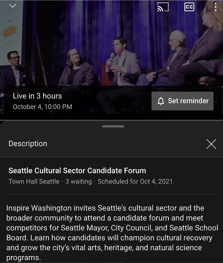 SarjuforSSB's tweet photo. Tonight! The Seattle Cultural Sector Candidate Forum will host myself and Dan Harder for their candidate forum. The event will begin at 7 and I will be on starting between 7:15 and 7:20. Watch the event live on YouTube at the link in my bio! https://t.co/JXzzGgknpn