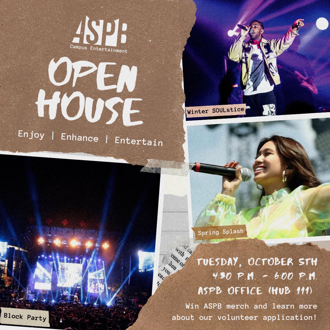 UCR_ASPB's tweet photo. Don’t for get to stop by our Open House tomorrow night to win ASPB merch and learn more about our volunteer application!
—
Tuesday, October 5th
4:30 P.M.
HUB 111
—
See you there! 🤩 https://t.co/oC9rAruWqW