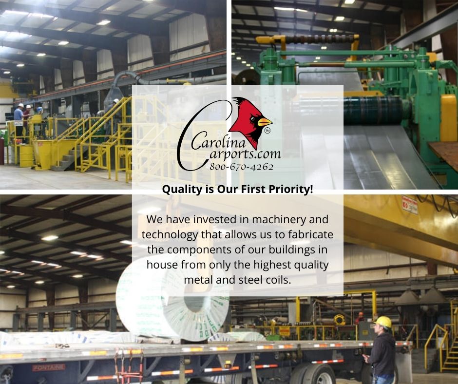 Who are we? At #CarolinaCarports, Quality is Our First Priority. 💯 #cci #qualityisourfirstpriority #metalbuildings #metalbuilding #steelbuilding #steelbuildings #manufacuturing #metal #steel