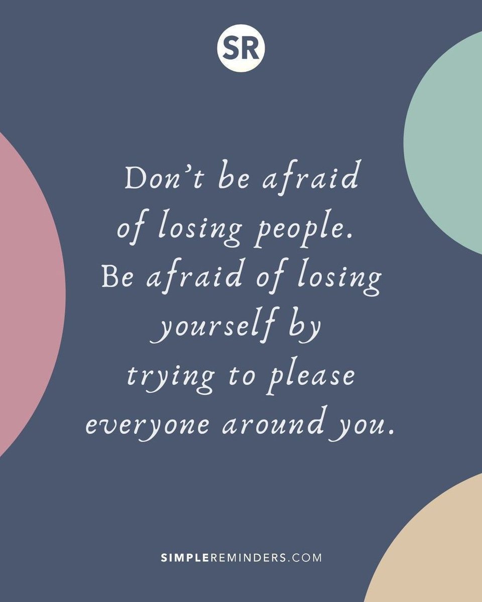 Simple Reminders (@simplereminders) on Twitter photo Don’t be afraid of losing people. Be afraid of losing yourself by trying to please everyone around you.
<a href="/GoMcGillMedia/">McGill Media</a> <a href="/JenniMcGill_/">Jenni Young McGill</a> <a href="/BryantMcGill/">Bryant McGill</a>
#simplereminders #quotes #quoteoftheday #life #afraid #beyourself #courage #strength #fear #fearless #spirituality Don’t be afraid of losing people. Be afraid of losing yourself by trying to please everyone around you.
<a href="/GoMcGillMedia/">McGill Media</a> <a href="/JenniMcGill_/">Jenni Young McGill</a> <a href="/BryantMcGill/">Bryant McGill</a>
#simplereminders #quotes #quoteoftheday #life #afraid #beyourself #courage #strength #fear #fearless #spirituality