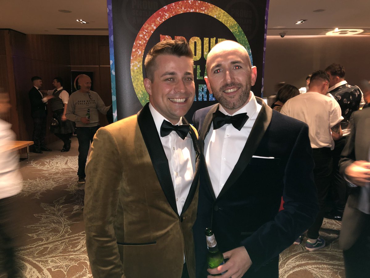 debbie_pow's tweet photo. @davidcarlyle_ what a great host at #ProudScotlandAwards on Sat. Thank you for indulging me some chat after the event! What a handsome couple and personalities to match. https://t.co/CGfFCS1n9e