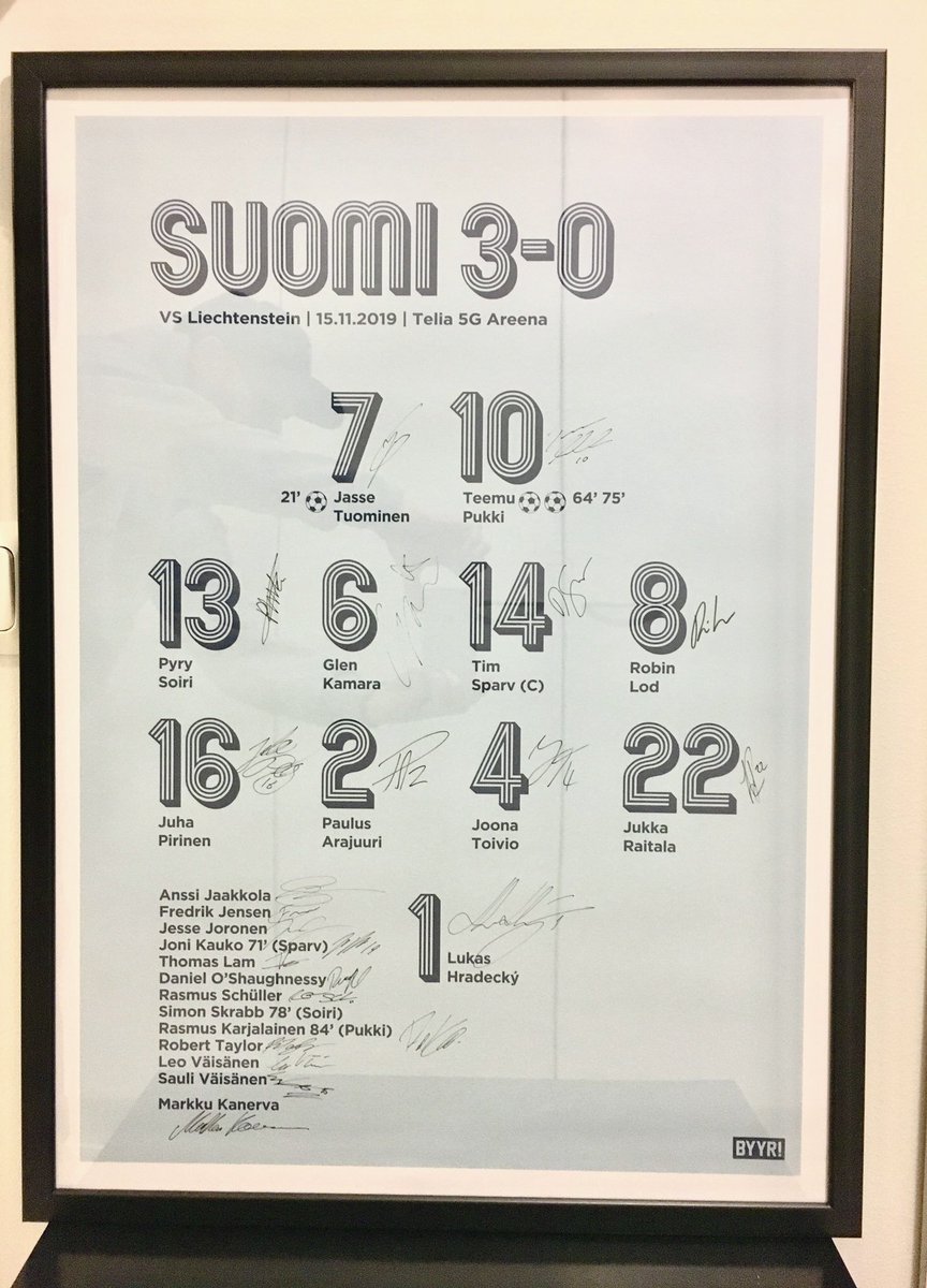 Apollo Charity Night -hyväntekeväisyyshuutokauppa järjestetään lauantaina 9.10.2021 OmaSP Stadionilla. Yhtenä huudettavana tuotteena on Byyrin suunnittelema juliste historiallisesta Suomi–Liechtenstein-ottelusta pelaajien nimikirjoitusten kera! 🇫🇮⁣
⁣
<a href="/pinkitkoirat/">Apollo</a> <a href="/Huuhkajat/">Huuhkajat</a>