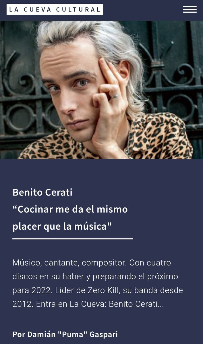 lacuevacultural's tweet image. Nueva entrevista en #LaCueva...

@_Zerokill "Cocinar me da el mismo placer que la música" 🎶

Músico, cantante, compositor. Preparando nuevo material, pasó por La Cueva para hablar de música, su presente y nuevos proyectos

lacuevacultural.com.ar/benitocerati.h…

#BenitoCerati #ZeroKill #music