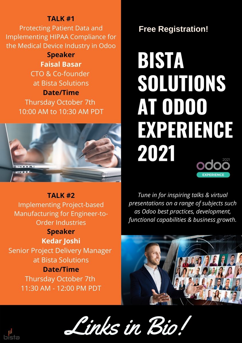 BistaSolutions1's tweet image. Join Bista Solutions at #odooexperience2021 by registering and turning on your favorites! Tune in virtually &amp;amp; enjoy the experience! #odoo

Free Registration: odoo.com/event/odoo-exp…
Mr. Faisal Basar&apos;s Talk: odoo.com/event/odoo-exp…
Mr. Kedar Joshi&apos;s Talk: odoo.com/event/odoo-exp…