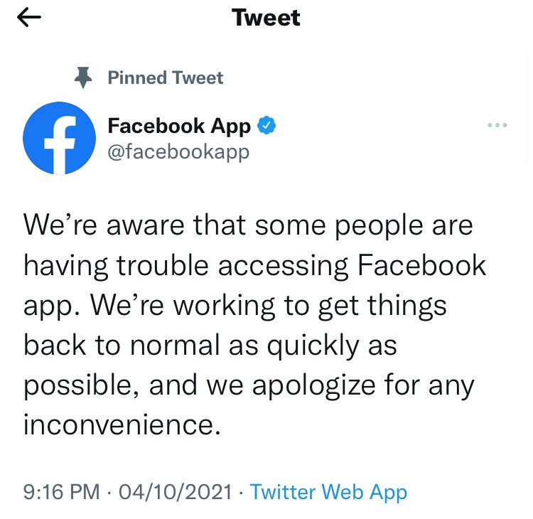 AbdisalamAato's tweet photo. Facebook, Instagram and WhatsApp all using Twitter to tell the world they're down.

Twitter is having a laugh 😂
#facebookdown https://t.co/kNFWNY7jtu