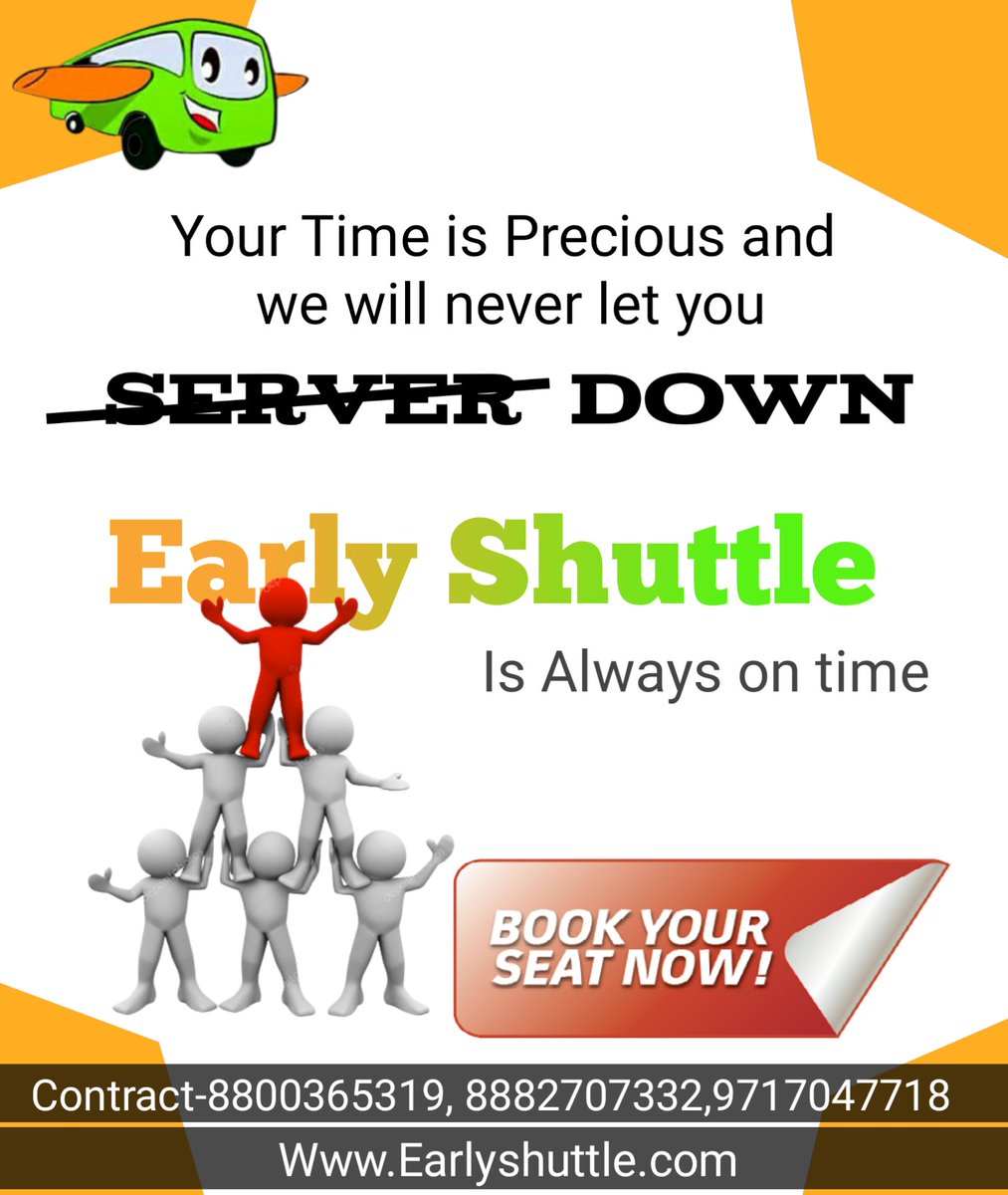 EarlyShuttle's tweet photo. Whatever would be the reason we will not let you down
Because we are committed to be on time
Early shuttle
#earlyshuttle
#MarkZuckerberg
#serverdown
#facebookdown
#Serverless #MarkZuckerberg #FacebookandInstagram #WhatsApp #WhatsAppDown #whatsap https://t.co/2p0YBCbEK7