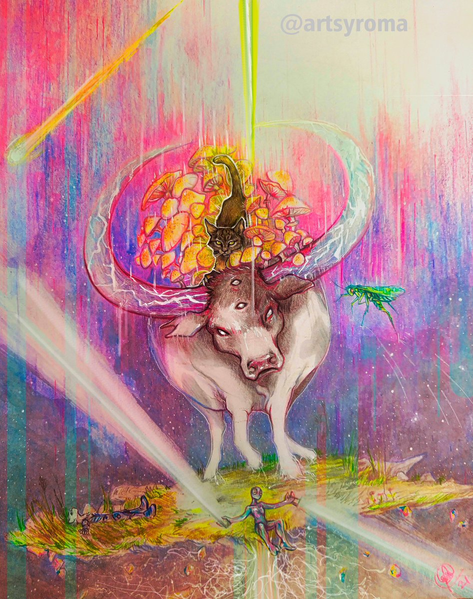 ropizabu's tweet photo. This is " Tila, Destroyer of Worlds", an illustration I just finished, inspired by my missing cat. I am still looking for her. - This is for her 🤍
#illustration #colorpencilart #fantasyart #fairytales #tilacomehome 
https://t.co/FurLO7oakM https://t.co/ij10uxsFiE