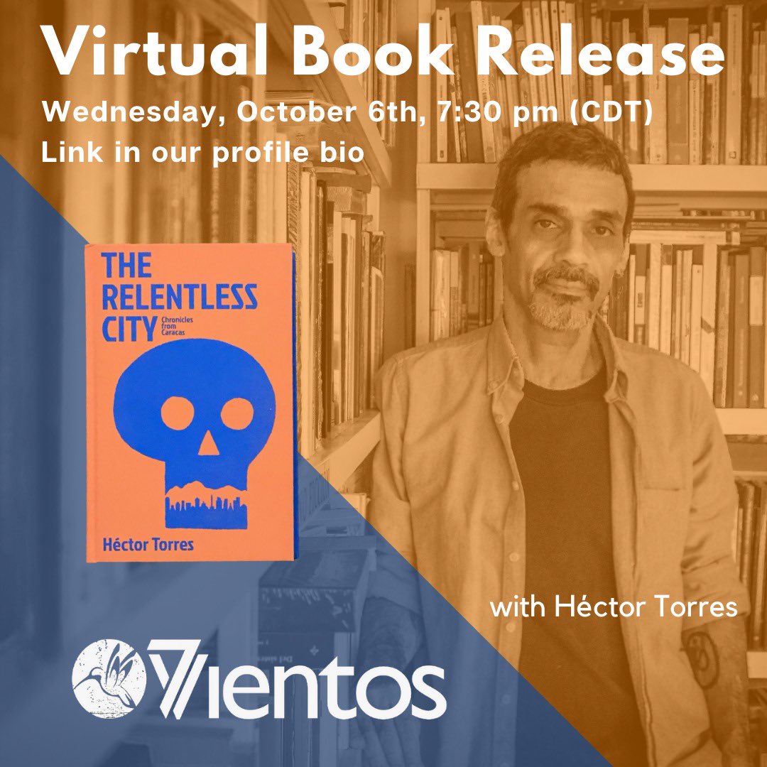 We look forward to seeing you on October 6th, 7:30-8:30 PM (CDT) during this virtual event with <a href="/hectorres/">Héctor Torres</a> to release <a href="/CaracasMuerde/">Caracas Muerde</a> in a beautiful flip book edition. Register here: bit.ly/2Y0uvNY #caracas #venezuelanliterature #bookrelease