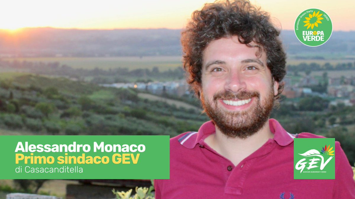 europaverde_it's tweet photo. 🎉🟢🎉🟢🎉🟢VITTORIA!
Congratulazioni ad #AlessandroMonaco, primo sindaco  @EuropeistiVerdi d'Italia 🇮🇹. Eletto a #Casacanditella (CH)! #Elezionicomunali2021 #TuttaGreenlacittà https://t.co/yt5jkLrDuJ