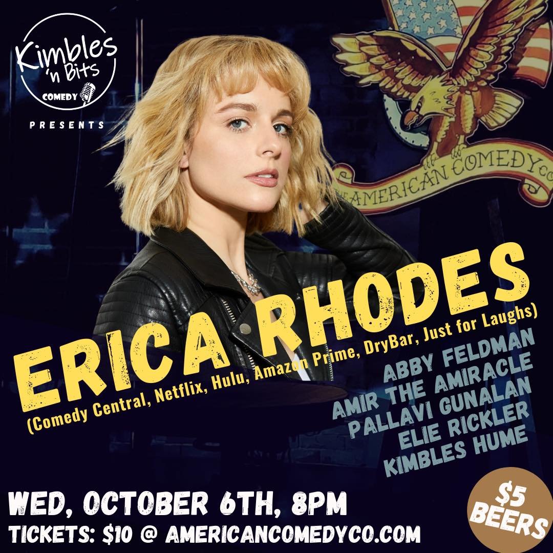 americancomco's tweet photo. SAN DIEGO! WEDNESDAY OCT 6 Kimbles N' Bits Presents @ericarhodes! w/ @AbbyFeldman &amp; @PallaviGunalan + more! Tix link... https://t.co/b43D6dakCm https://t.co/Y4jLEJueFN