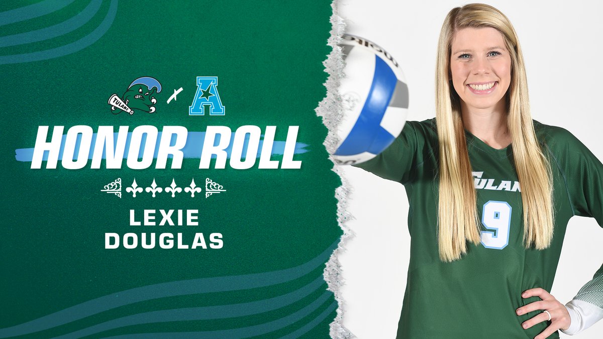Tulane Volleyball (@greenwavevb) on Twitter photo Lexie Douglas is repping the Olive and Blue on this week's <a href="/American_VBall/">American Volleyball</a> Honor Roll list!
Douglas hit .274 with 27 kills, 17 digs, four blocks and 23.5 total point between the matches against Houston and Temple last week.
Keep swinging it Lex!
#RollWave Lexie Douglas is repping the Olive and Blue on this week's <a href="/American_VBall/">American Volleyball</a> Honor Roll list!
Douglas hit .274 with 27 kills, 17 digs, four blocks and 23.5 total point between the matches against Houston and Temple last week.
Keep swinging it Lex!
#RollWave