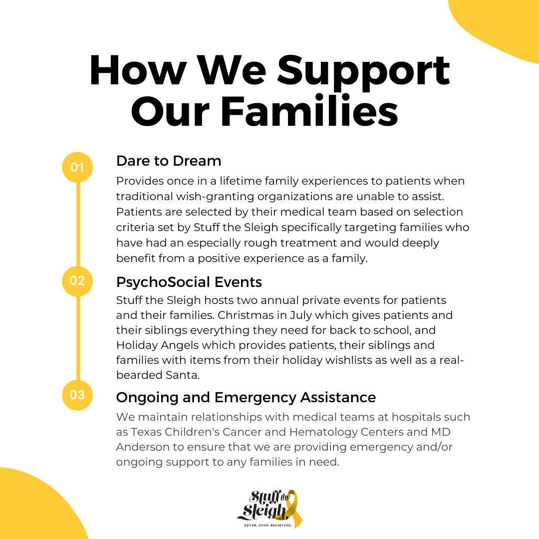 Stuff The Sleigh is a certified non-profit organization, dedicated to helping children and their families experience, for a moment in time, the joy and spirit of Christmas through year-round giving to those children who are affected by cancer and hematological conditions.