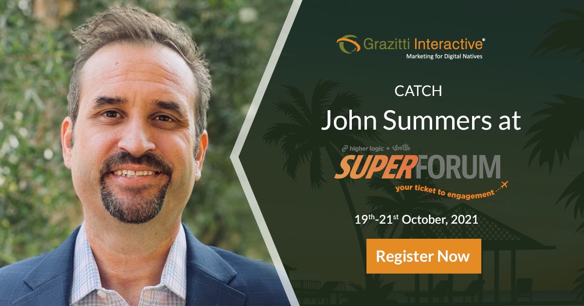 Grazitti's tweet photo. Weโre delighted to be Platinum Sponsors at @HigherLogic Super Forums. Get ready to witness all the community fun with our in-house #communityexpert @jvsummers. Register now!
๐ https://t.co/sHROKTFZnb ๐
#onlinecommunities #communitymanagers #cmgr #HLSF2021 #grazitti https://t.co/oPyLYWhO8u