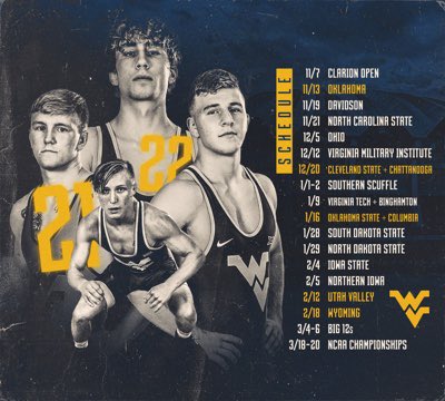 WVUWrestling's tweet image. The wait is over! 

Our 2021-22 schedule is set. #HailWV