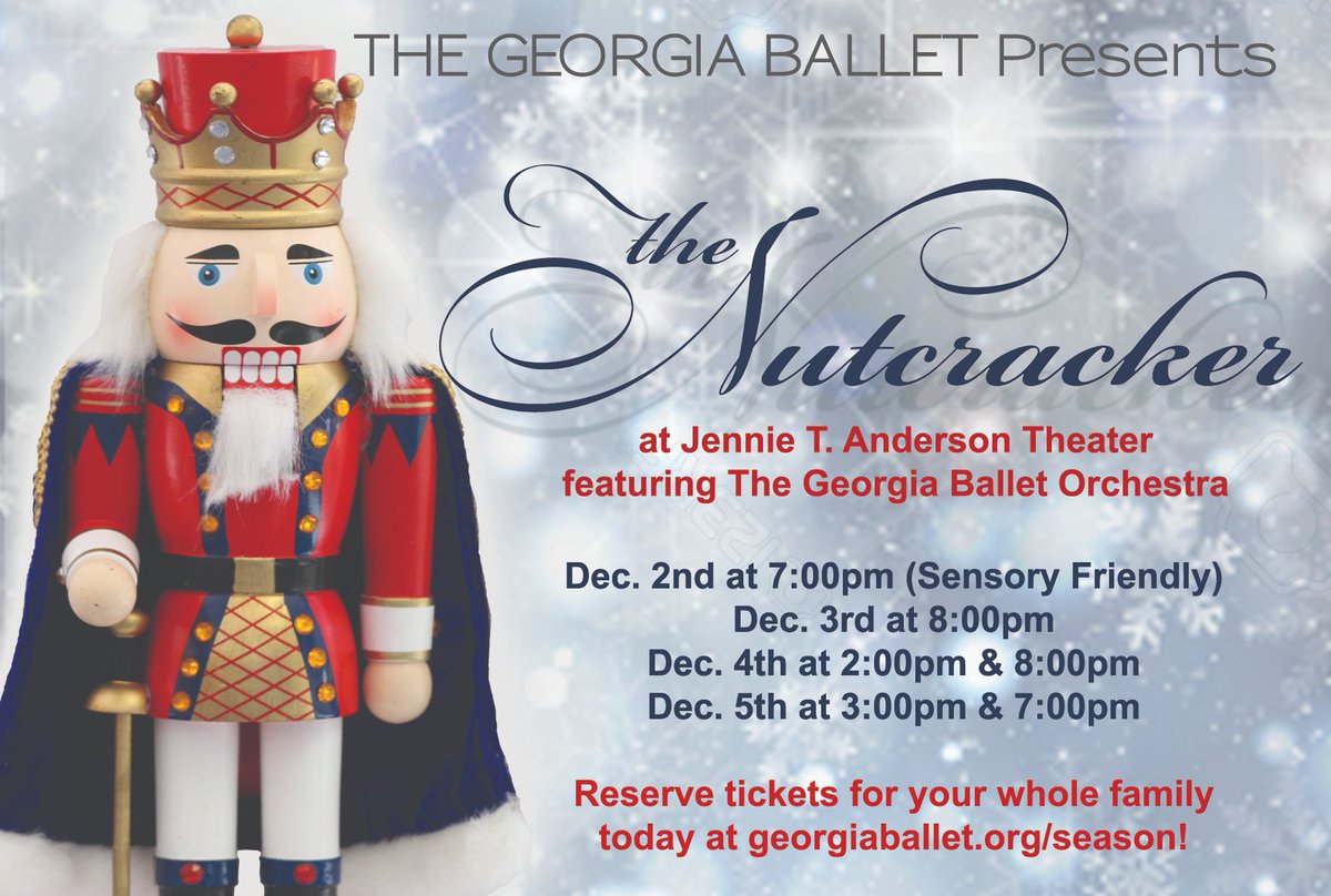 GeorgiaBallet's tweet photo. SAVE THE DATE: December 2nd - 5th! Tickets are on sale for our highly anticipated production of The Nutcracker featuring The Georgia Ballet Orchestra (on selected dates and times).  Purchase tickets at https://t.co/Ur2NPTfQZq.  Spread the word. https://t.co/TLUaMpIV9L