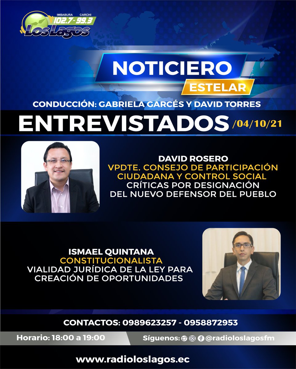EstelarEC's tweet photo. 📌 Hoy en #NoticieroEstelar 

🔴Presidente @LassoGuillermo aparece en reveladora investigación sobre paraísos fiscales
🔴Dirigentes de @CONAIE_Ecuador se reúnen en Carondelet con Jefe de Estado 
🔴Caída de #WasApp #FacebookIsDown #instagramdown 
@radioloslagosfm @ismaelquintanag https://t.co/PYu7kaw8BZ