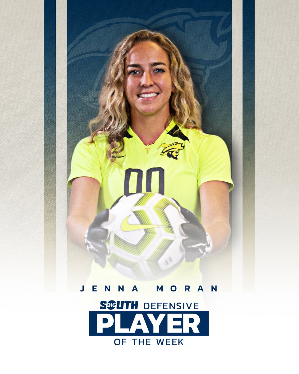 She recorded a pair of shutouts with 1⃣1⃣ total saves!

@CSUWSOC's Jenna Moran is the #BigSouthWSOC⚽️ Defensive Player of the Week!