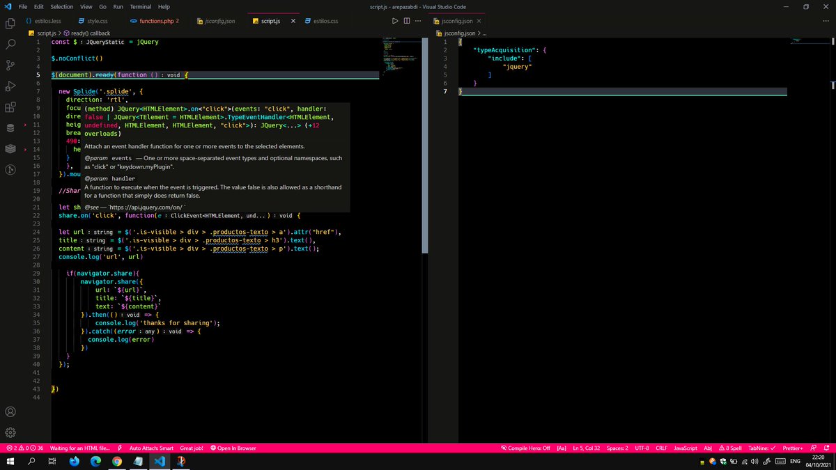 zbentzi's tweet image. Does Visual studio have intellisense for Jquery?
Yes.
Just add file jsconfig.json and type what is written in the screenshot. 

#visualstudio #jQuery #intellisense