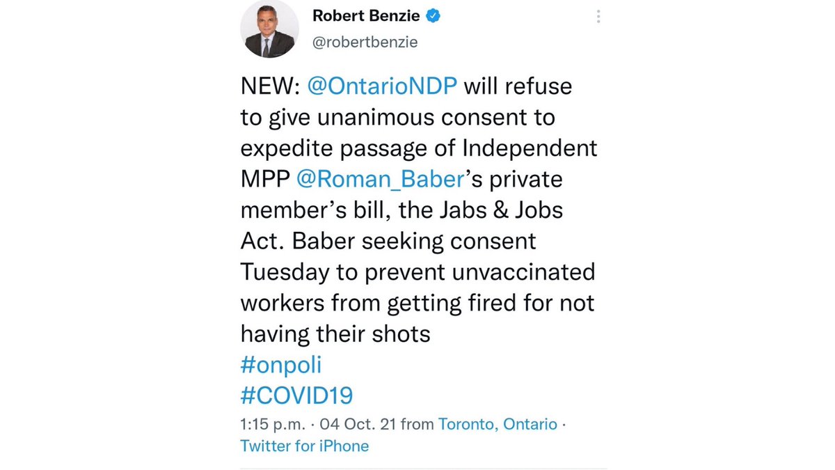 Roman_Baber's tweet photo. The @OntarioNDP claim to be the "Party for Labour", but tomorrow they'll sentence hundreds of thousands to unemployment by blocking my Bill? Don't forget what @AndreaHorwath really believes.

Find your NDP MPP, call+email them to say they will also be fired next election. #onpoli https://t.co/tvBtaQoadA