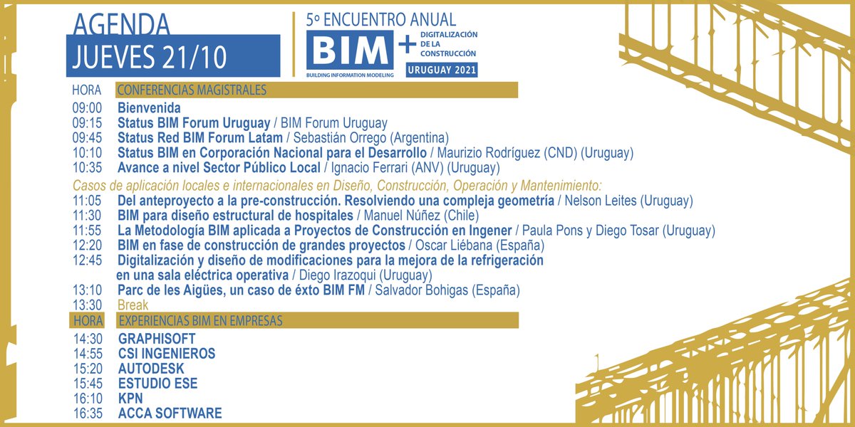 CCU_Oficial's tweet photo. 📢Compartimos la agenda completa de nuestro 5to Encuentro Anual: BIM + Digitalización de la construcción (Uruguay 2021) y los invitamos a conocer más detalles aquí: https://t.co/TkiHVgCM2X

📆20 y 21/10
🔗Inscripción: https://t.co/PAiogie3LE https://t.co/nYIa6do8dp