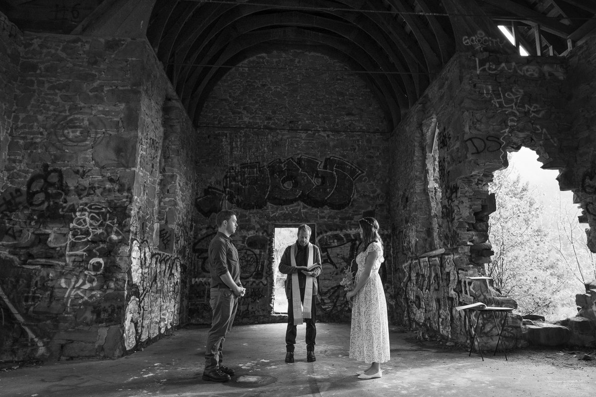 BustedButton's tweet image. Hi Twitter. I know I only come to you when the other platforms are down, but I thought I should let you know that I got married in an abandoned church the other day.