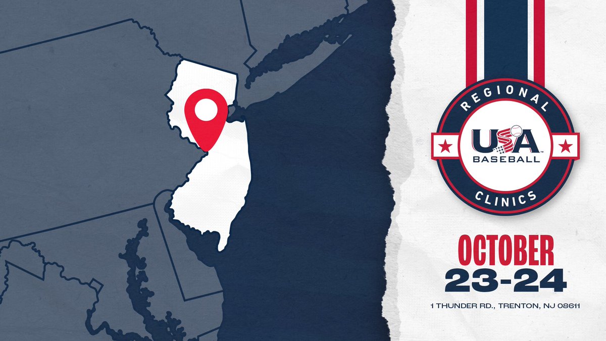 USA Baseball Develops (@usabdevelops) on Twitter photo It’s <a href="/USABaseball/">USA Baseball</a> Regional Clinic month‼️👀
Lock in your spot today for the 2️⃣-day #USABClinic at <a href="/TrentonThunder/">Trenton Thunder⚡</a> with indoor and outdoor training sessions for ⚾️ coaches of all levels.
REGISTER: bit.ly/3tOwIb6 It’s <a href="/USABaseball/">USA Baseball</a> Regional Clinic month‼️👀
Lock in your spot today for the 2️⃣-day #USABClinic at <a href="/TrentonThunder/">Trenton Thunder⚡</a> with indoor and outdoor training sessions for ⚾️ coaches of all levels.
REGISTER: bit.ly/3tOwIb6