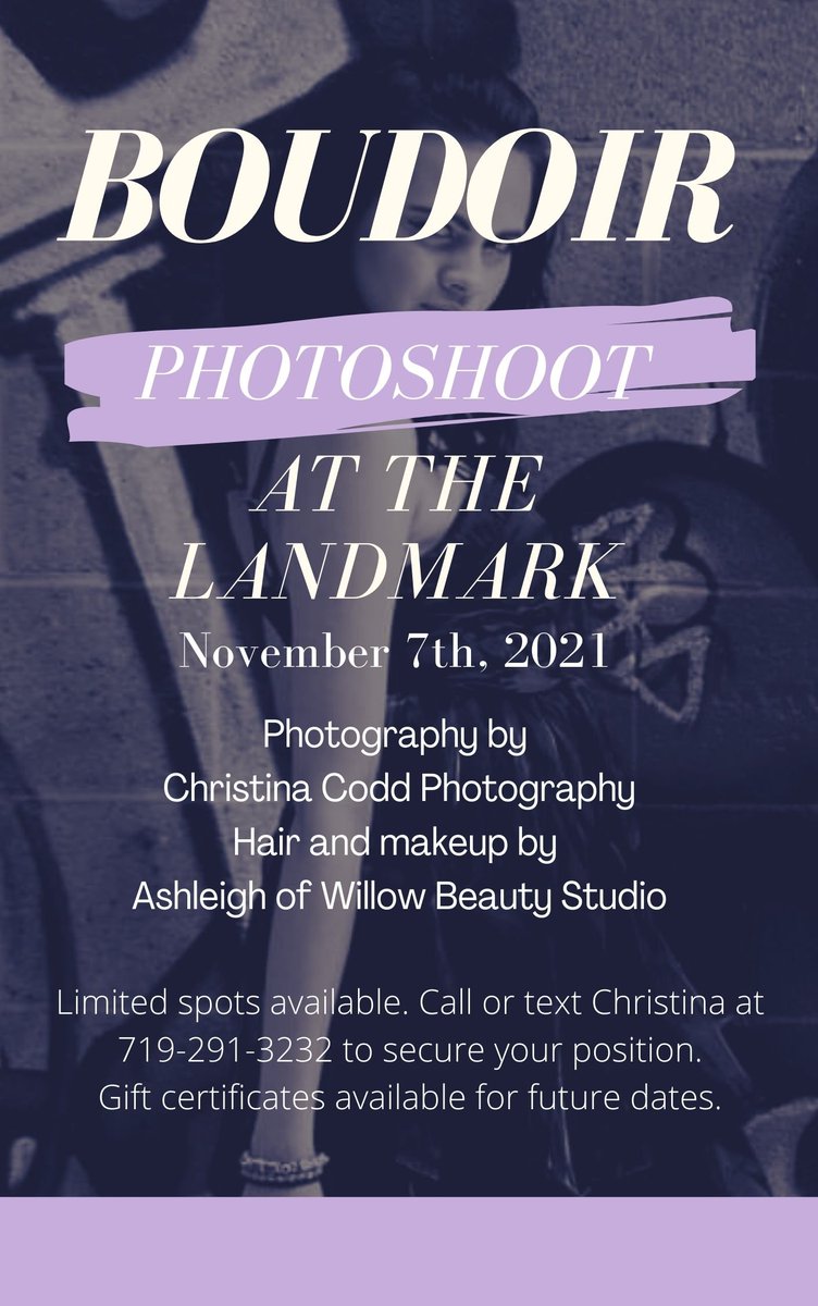 ChristinaJCodd's tweet image. Hey #Marquette
Looking for Christmas gift for special someone? How about a boudoir session! Nov 7 at the Landmark!