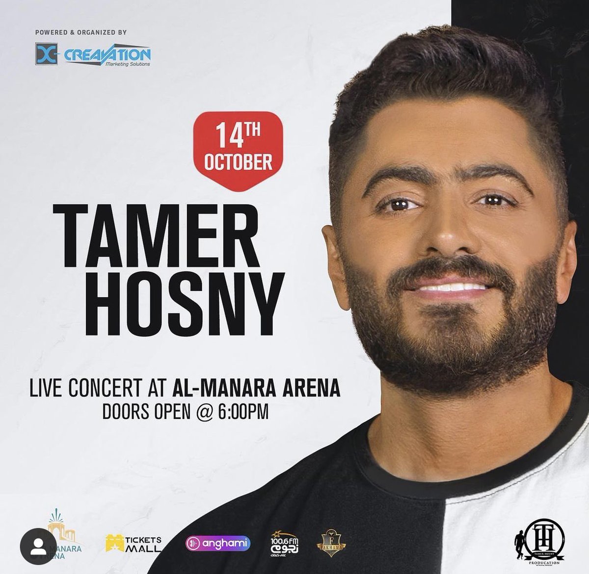 tamerhosny's tweet image. أكبر و أضخم حفلات القاهرة راجعالكم من جديد يوم 14 أكتوبر بالمنارة أرينا.

لمزيد من المعلومات:-
fb.me/e/2vLZiwLGr

#Tamer_Hosny
#X_Creavation
#Soon