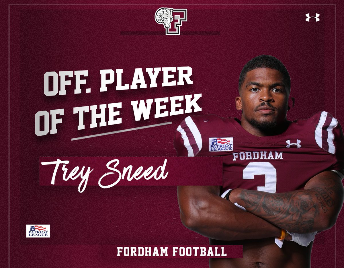 FordhamRams's tweet photo. 🏈 Congrats to @FORDHAMFOOTBALL's Trey Sneed and Nick Leinenweber on their @GEICO  @PatriotLeagueFB weekly awards
📰 https://t.co/BOOCyeCV5y https://t.co/ulo6i2sDrD