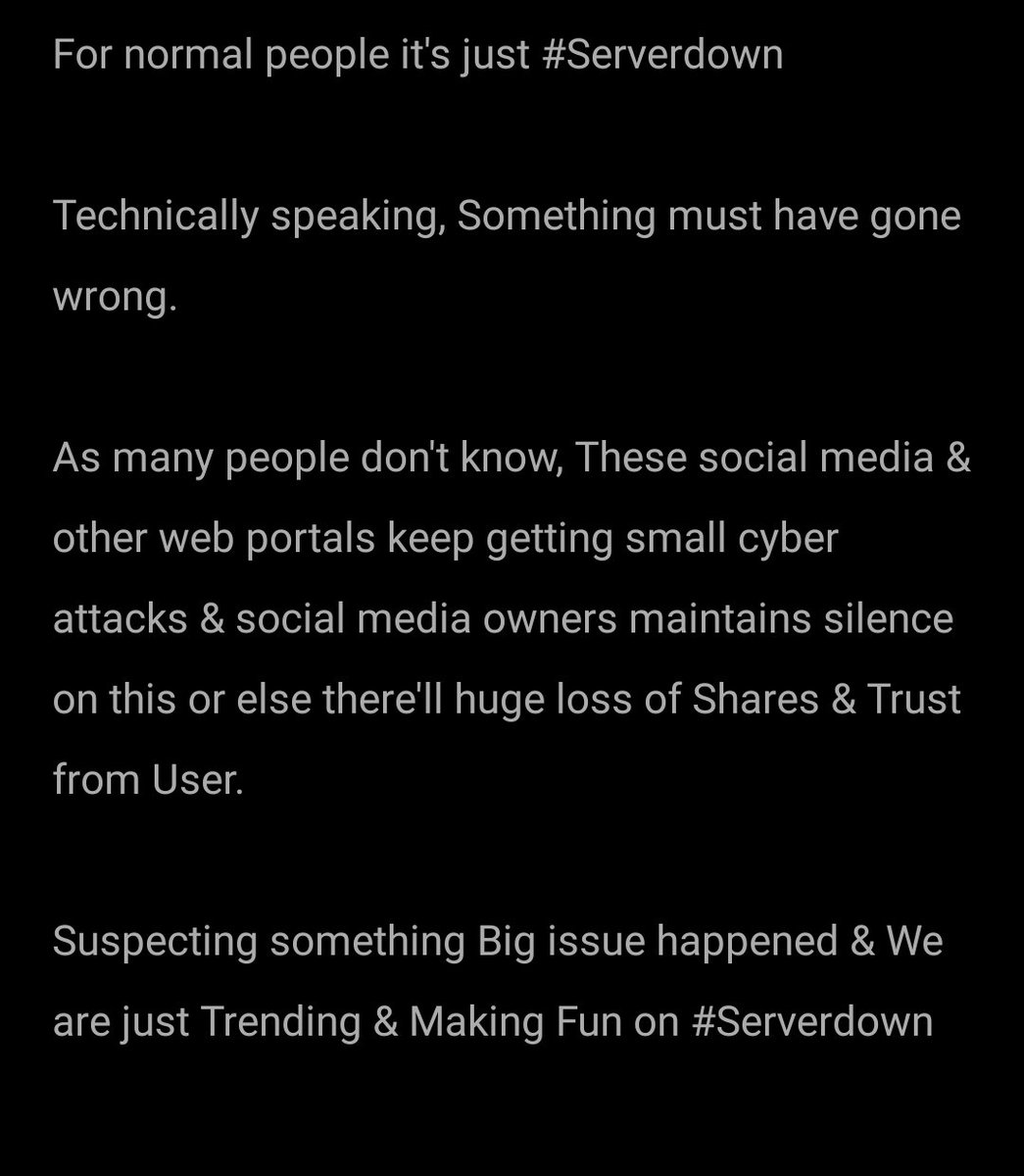 AkhilVenkatesh9's tweet photo. Read it if you got some time 🙂
#Serverdown #instagramdown #facebookdown #facebookwhistleblower #facebookcrash #MarkZuckerberg #SocialMediaDown #ServerCrashed https://t.co/2RkCVXcULl