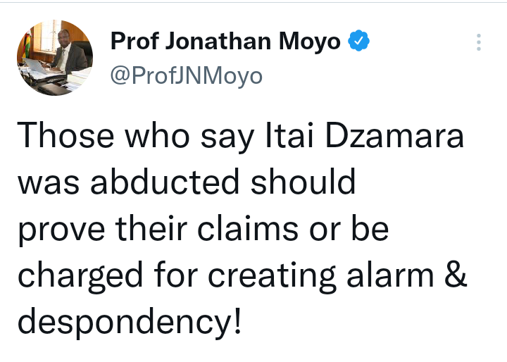 0neWorldy's tweet photo. @ProfJNMoyo We are not Safe❗

You are worried for the one who is alive? What about those who were abducted and disappeared forever.  Here  is your statement https://t.co/gsCkt1XLvo