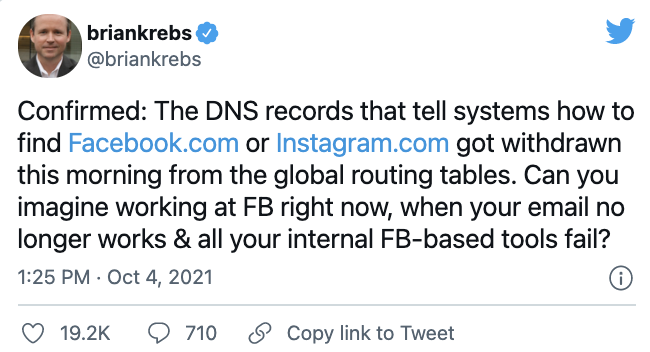 BuzzFeed's tweet photo. According to journalist Brian Krebs, who covers cybercrime and security, "the [Domain Name System] records that tell systems how to find https://t.co/0yjNBD8zNW or https://t.co/1nzy4ROcvI got withdrawn this morning from the global routing tables." https://t.co/Hb6lJjrg1r