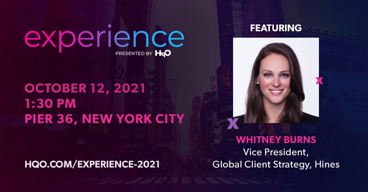 WhitBBurns's tweet photo. Excited to join @HqOapp at #EXPERIENCE2021, the first #CRE event dedicated to tenant experience. I’ll be featured as a speaker on the Creating #WorkplaceExperiences panel along with David Himmel of #Jamestown and Natalie Teear of @HudsonPPI.  

Learn more: https://t.co/Jlj6b3Dt7f https://t.co/AVAvlDfmTX