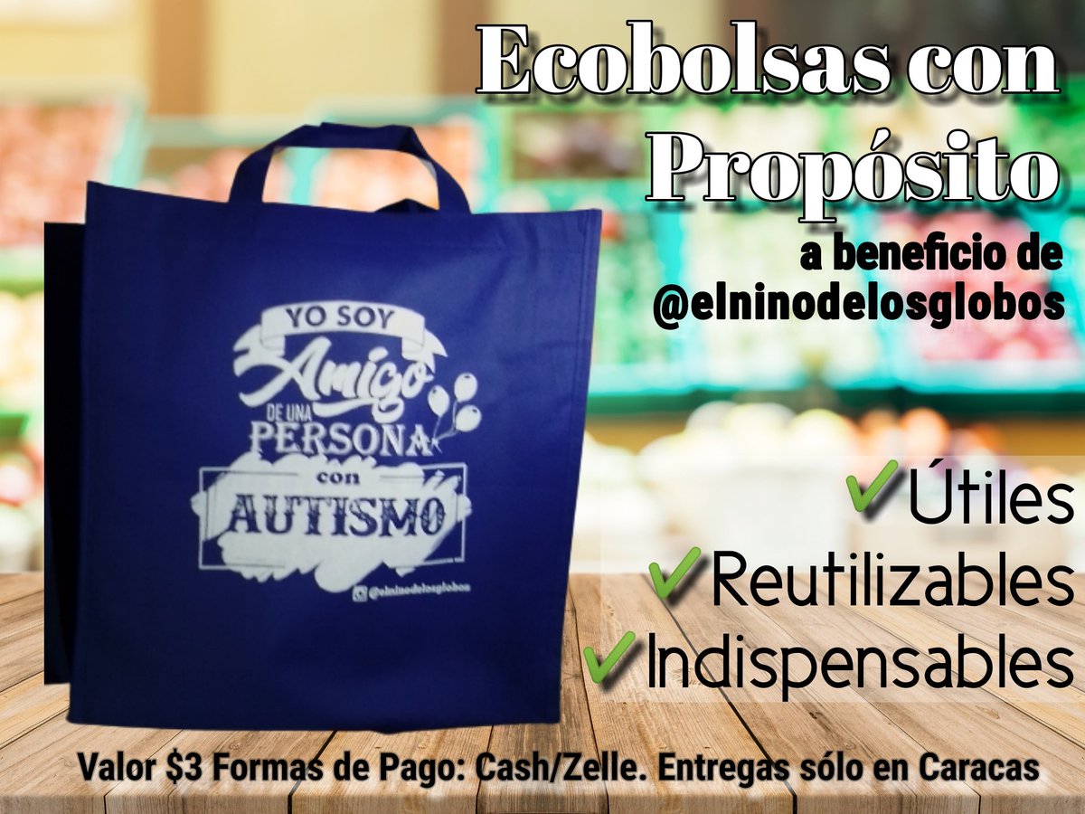 Con la compra de tu #Ecobolsa con Propósito estás visibilizando a las personas con #autismo De venta en #Caracas 
#Colabora