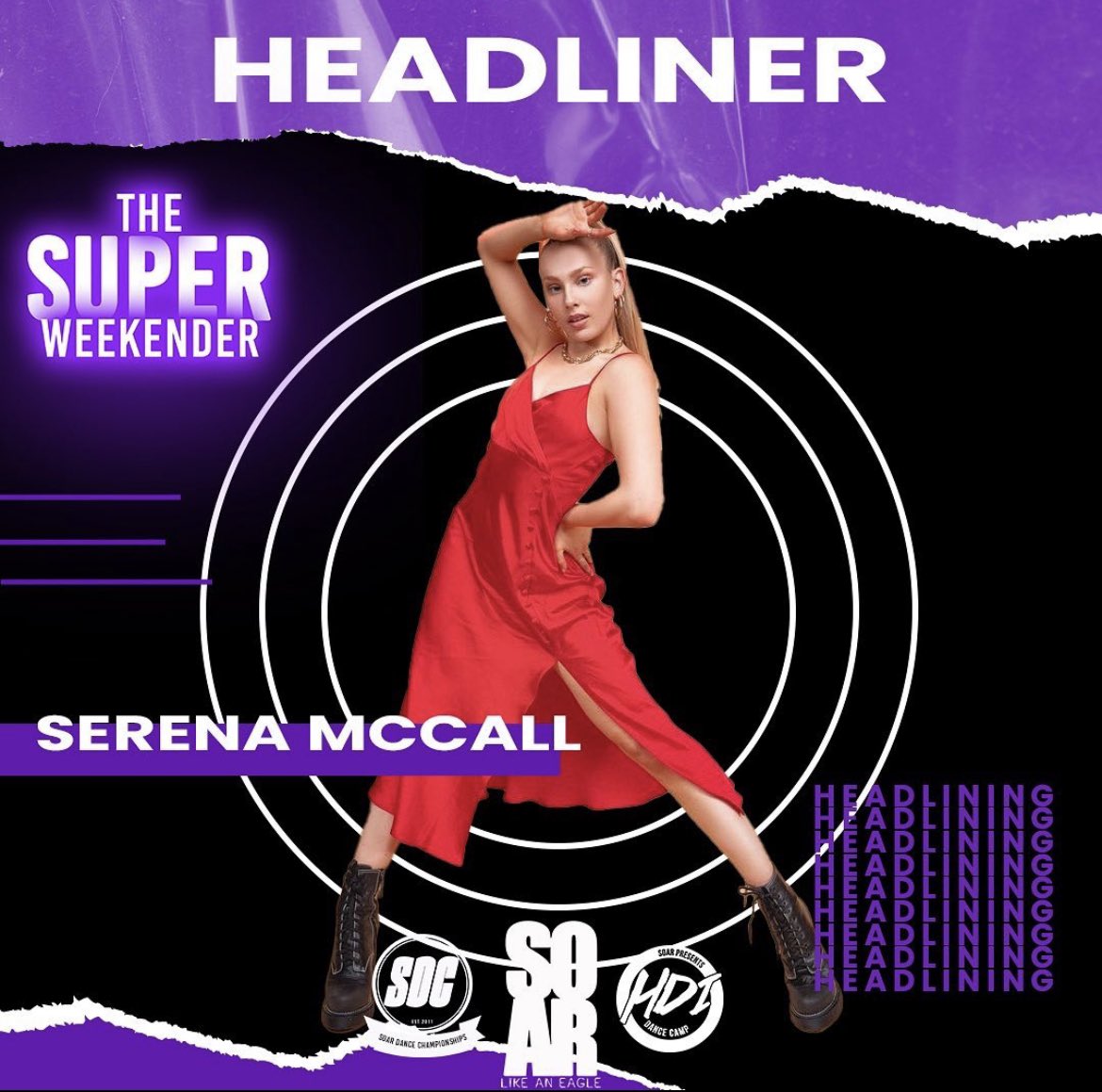 Also while we’re here we’re super excited about our Soar 10
Year anniversary event! Our showcase stage will be featuring dancers &amp; schools of all styles. For info visit soardance.com/super-Weekender