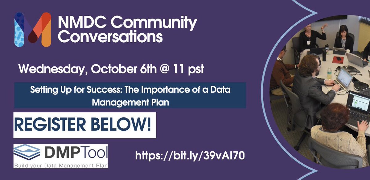 Two days until our first #CommunityConversation in collaboration with @UC3CDL's @TheDMPTool! Register below to learn more about how to create a data management plan that helps contribute to #OpenScience. Register ➡️bit.ly/39vAI70