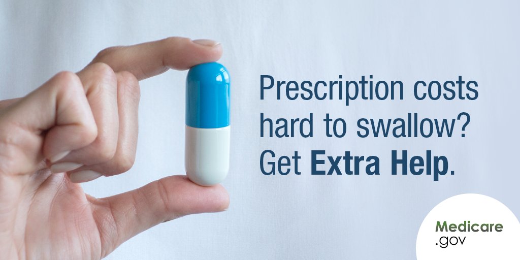 MedicareGov's tweet photo. In 2021, if you make less than $19,320 ($26,130 for married couples), you may qualify for Extra Help, which reduces your Part D prescription costs. See if you’re eligible: https://t.co/079FZ4G4RV https://t.co/tdyIXsV5kl