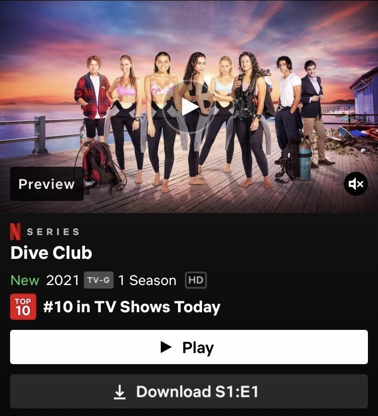 With #facebookdown don’t forget Netflix is still working and #DiveClub can still be binged…again 🙊